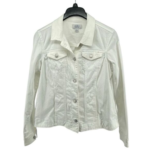 Croft & Barrow Women’s White Button Front Casual Denim Jacket Small - Picture 1 of 13